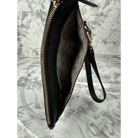 LO & SONS Saffiano Wristlet Pouch Wallet Phone Case Black Leather - Picture 10 of 12